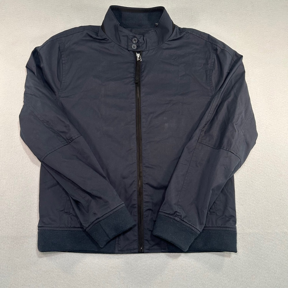 Vince Bomber Jacket Mens Size M Navy Blue Full Zip Harrington Cotton Blend